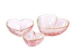 Handmade Heart Shaped Glass Bowls Lead Free Salad Bowl Set With Gold Rim