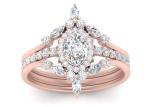 SI1 0.62CT Rose Gold Double Halo Engagement Rings For Bridal