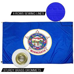 China Strong Canvas Heading And Brass Grommets Custom Flag State Of Minnesota Flag 3x5 Ft factory