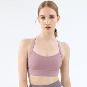 China Pink S L High Impact Womens Sports Bra Back Cross Workout Clothing factory