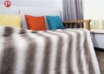 Printed Brushed Fake Animal Fur Blankets , Faux Chinchilla Blanket Rectangular