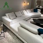White Semi Circular Linen Sofa Interior Decoration Villa Living Room Office Area