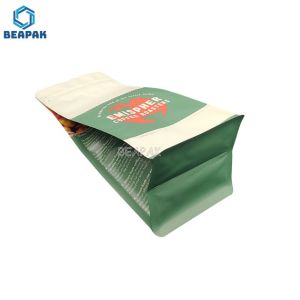 Custom Design Flat Bottom Matte Coffee Beans Food Pouches