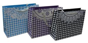 China Square Customized Paper Promotional Carrier Bag 230gsm matte coated ribbon Handle factory