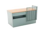 Small Colorful Wood And Metal Reception Table Furniture Clothes Office Using