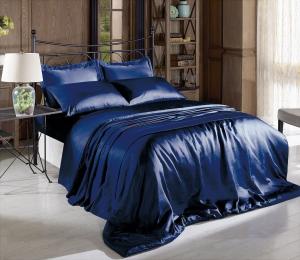 China Luxurious Hypoallergenic Satin Bottom Sheet Set Machine Washable in Elegant White/Black/Gray/Blue factory