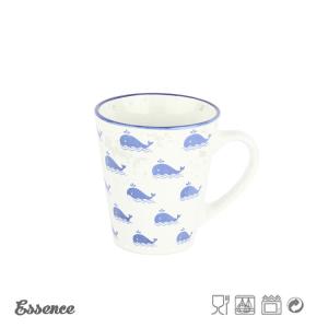 China Decal Painting Custom Stoneware Mugs 12 OZ Glossy Glazing With Hand Grip factory