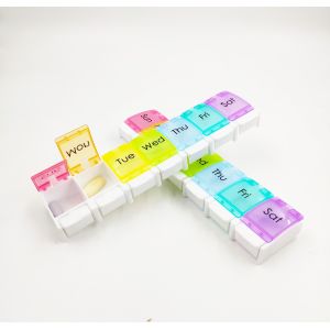 China Amazon hot sell Weekly Pill Organizer Travel Portable Pill Cases  Daily Pill Box 7 Compartments to Hold Vitamin Fish oil on sale
