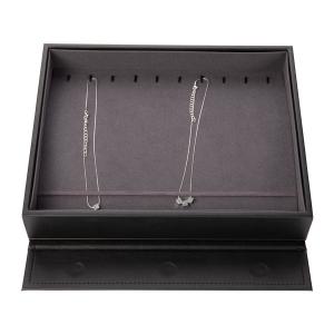 China Pendants Leather Jewelry Tray , Custom Logo Necklace Display Box With Window factory