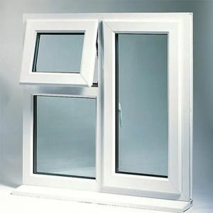 China Double Glazed Bathroom PVC Window Tempered Glass Awning Window Replacement factory