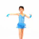 Grils Jazz Tap Costumes Biketard V - Neck Sequined Bodice Flying Fringe Skirt