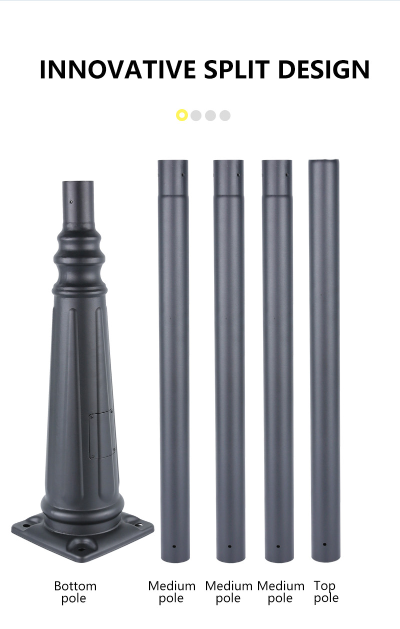 OEM Galvanized Steel Solar Street Pole Light Q235 Power Road Lamp Outdoor