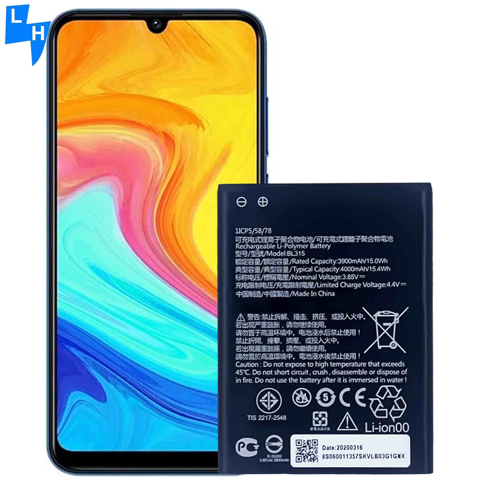 Mobile Phone Battery BL315 4000mAh Battery For Lenovo A7 Polymer Lithium-ion Battery
