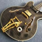 High quality ebony fingerboard, double jack, double F holes Jazz Electric Guitar