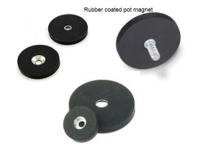 China Rubber Coated Neodymium NdFeB Pot Magnet With Thread Rod M5 M8 factory