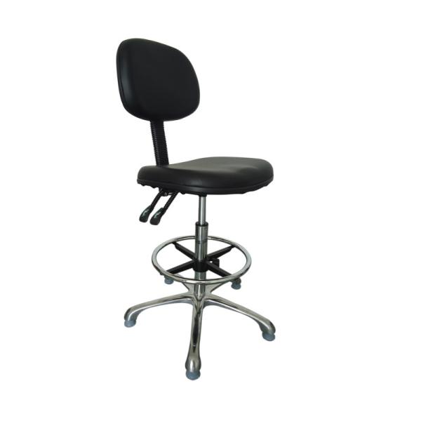 PU Antistatic ESD Safe Chairs Color Black And Blue Backrest Tilt Armrest
