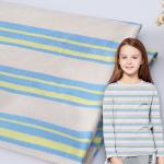 Tight Weave Striped Stretch Fabric , Sportswear Pure Cotton Blue Stripe Fabric