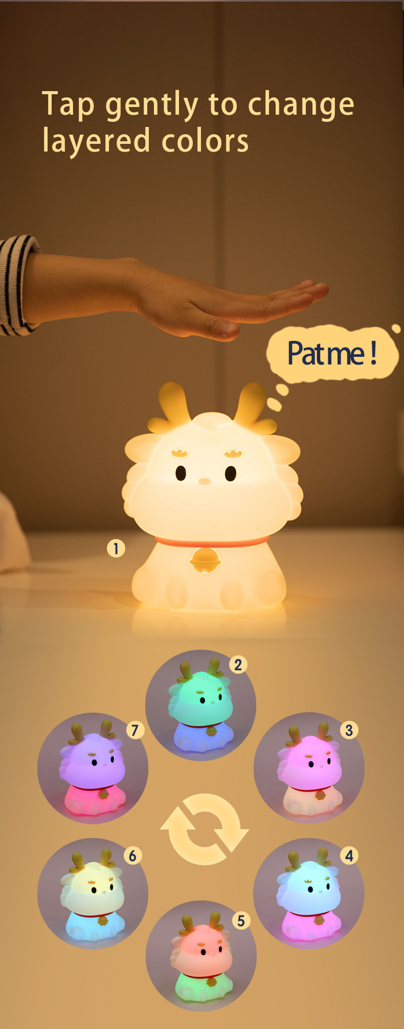 Cute Silicone Dragon Night Light Bedroom Decoration Mini Lovely Night Lamp Animals Cartoon Night Light For Kids
