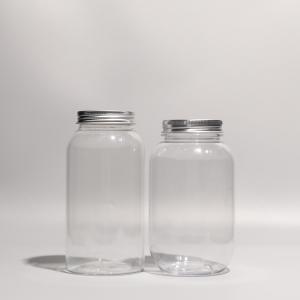 China Round Clear PET Bottle with Screw On Aluminum Lid factory