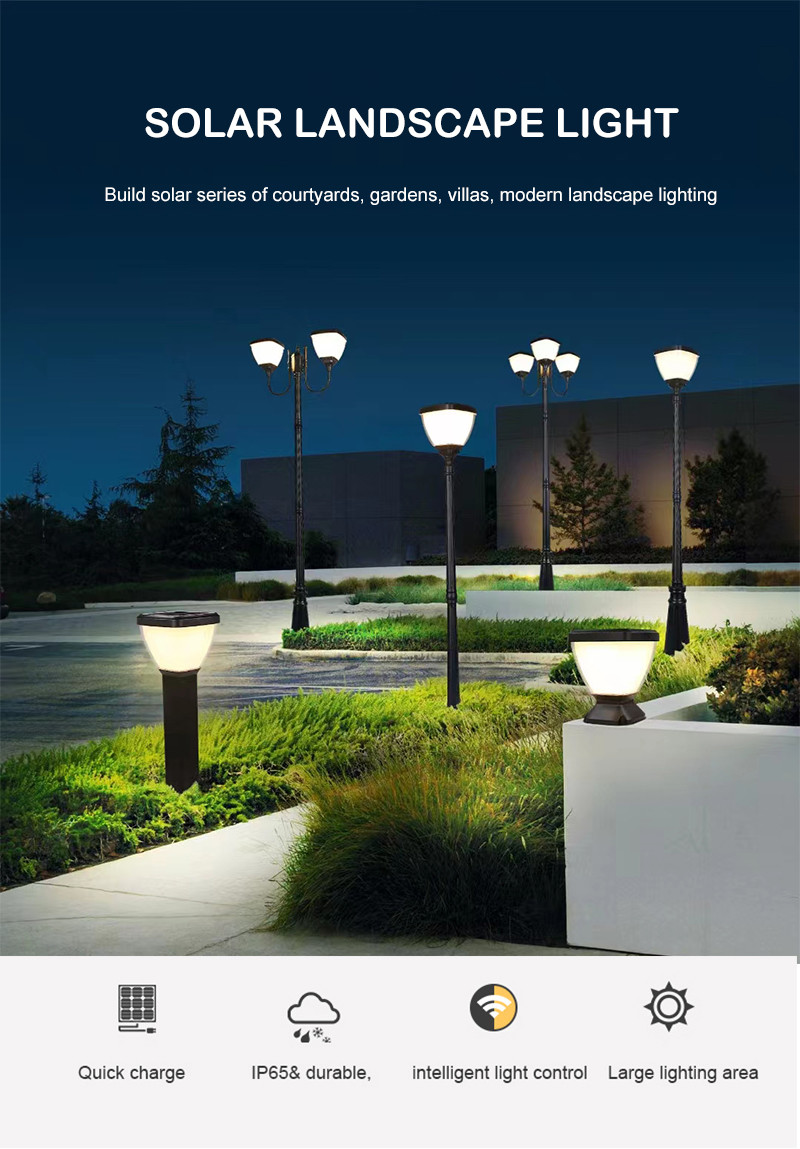 Waterproof Ip65 Landscape Solar Street Lighting Garden Pole Lamp Outdoor