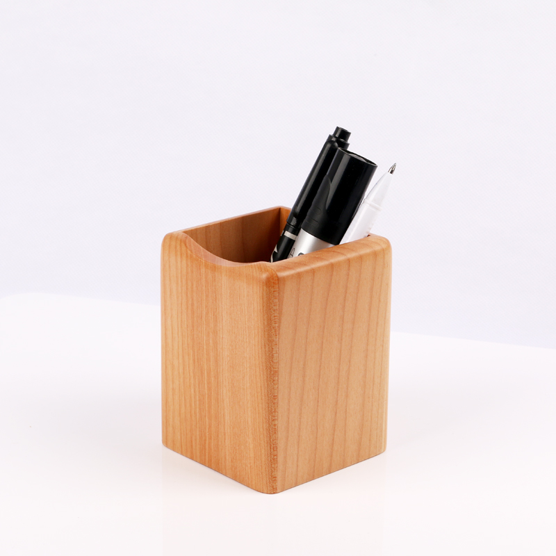 Custom High Quality Simple Office Desktop Pencil Organizer Wooden Pen Holder for Students