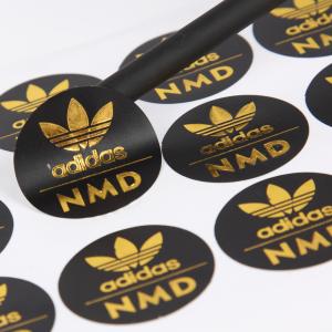 China Custom Logo Hot Stamping Matte Black Adhesive Label Sticker Round factory