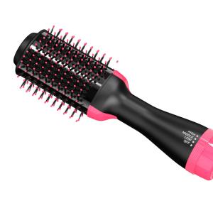 China Pink And Black Nylon Paddle AC240V PTC Heater Hair Dryer Brush 3 In 1 factory