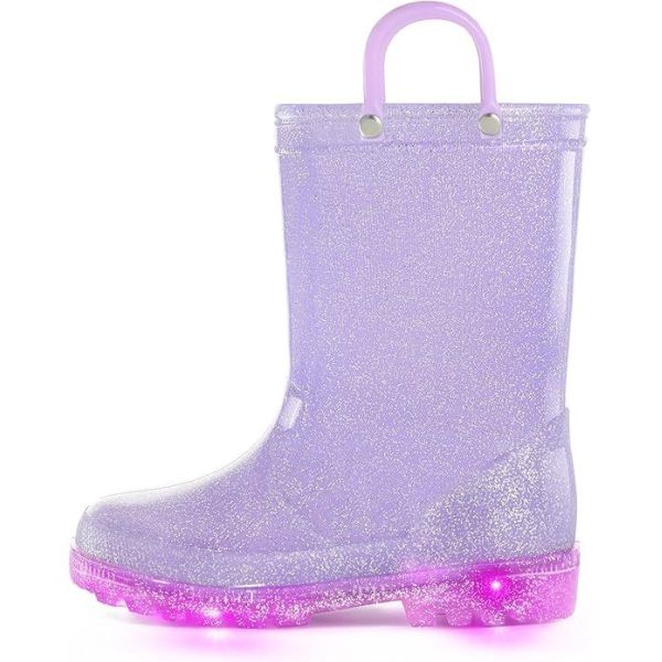 Functional Pvc Light Up Kids Rain Boots With Handles OEM Logo Size