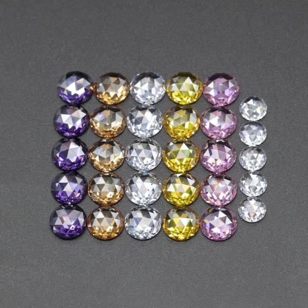 Rose Cut Cubic Zirconia moissanite Round Brilliant Cut Gemstone Heat Treatments