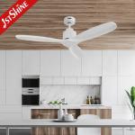 52 Inch White Solid Wood Blades DC Motor LED Ceiling Fan Not Equipped NO App