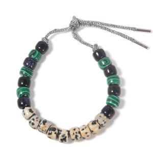 China Adjustable Forte Beads Bracelet With Green Malachite Blotch Natural Stone factory
