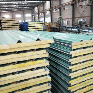 China 50mm pre-painted rock wool sandwich panel with fireproof for clear room factory