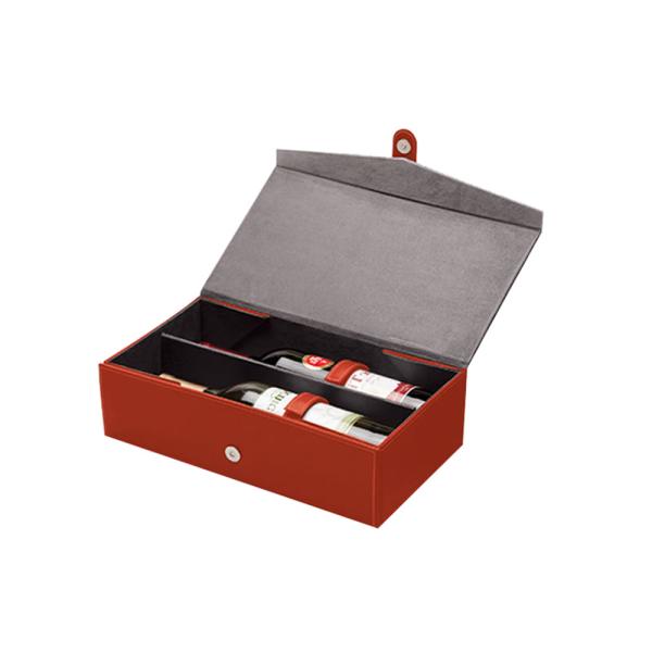 V Shape Flap Foldable PU Leather Wine Box , 2 Bottle Wine Gift Box With Magnetic
