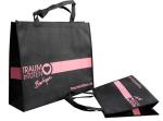 120gms Black Non Woven Carry Bag Silk Screen Printing Pink Logo for lady garment