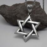 Men's 925 Silver Plated Titanium Stainless Steel Necklace with Jewish Stars