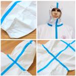 65Gsm Blue Line Microporous Disposable Hooded Coverall Type 4 5 6 For Spray