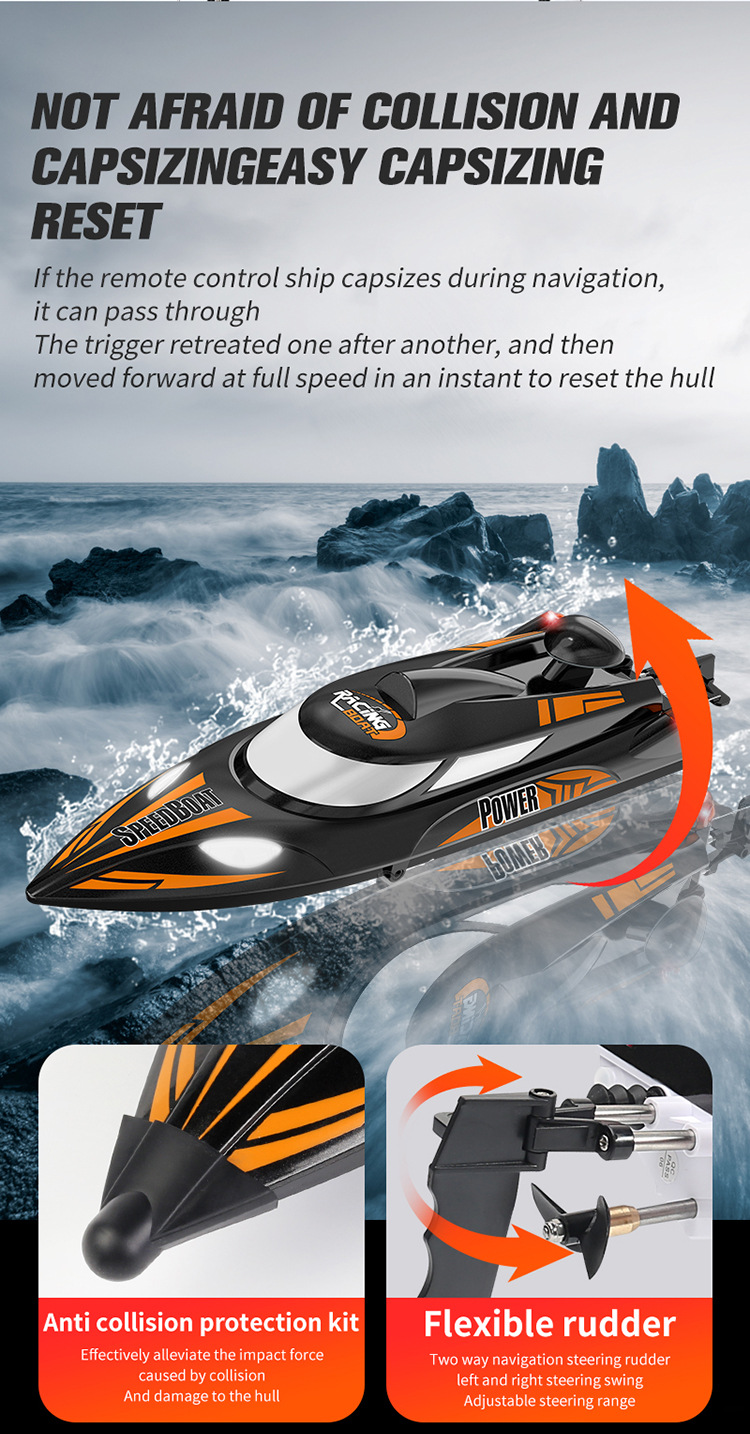 2 CHANNELS Control Electric Boat with 35km/H High Speed and Night Navigation Lights