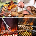 Silver BBQ Utensil Set Heatinsulated Antirust With Storage Bag