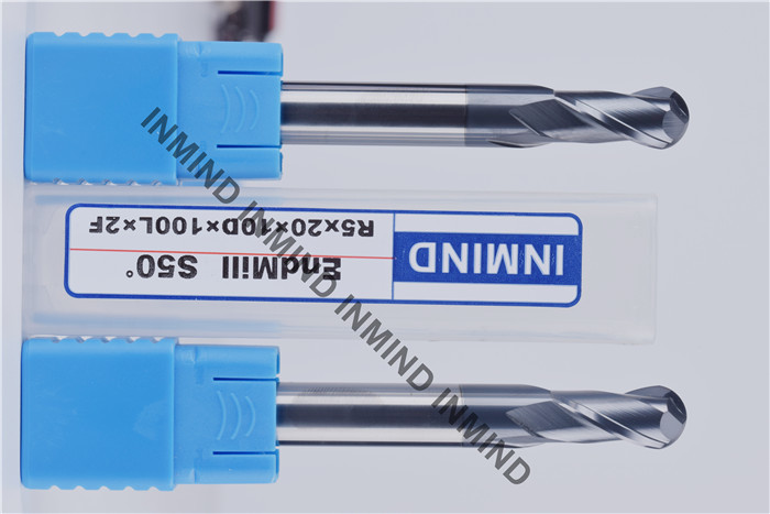 Black Coating Long Flute End Mill , R5*100 10 mm AOL 100 mm Ball Nose Milling Cutter