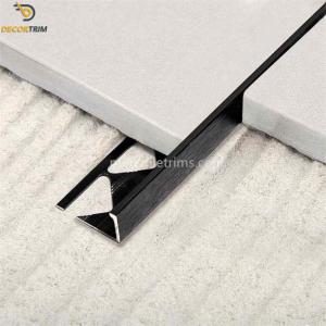 China Decorative 10mm Straight Edge Tile Trim , L Shaped Aluminum Trim Black factory