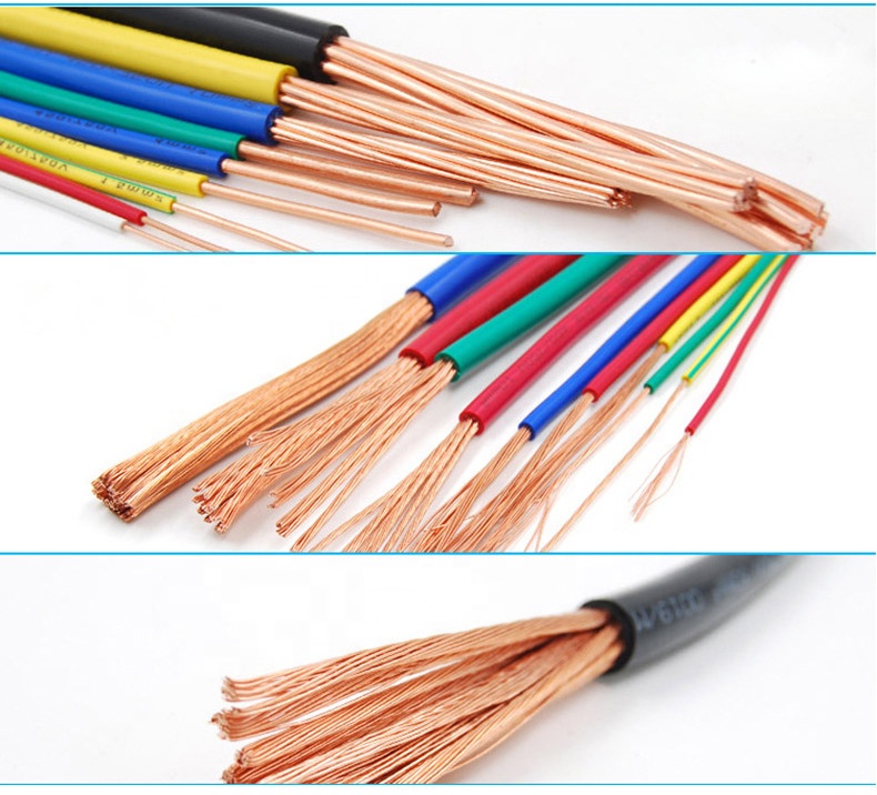PVC Copper H07V-R/B07V-U/BV/BVR Flat Wire Cable for Single Core Stranded Industrial
