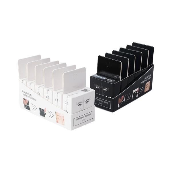 China Private Label Microblading Tattoo Map String Line Ruler 6pcs Auxiliary Ink Mark Horizontal Black White Microblading Plastic factory