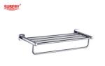 Chrome Bathroom Accessories Brass Bathroom double towel bar with shelf