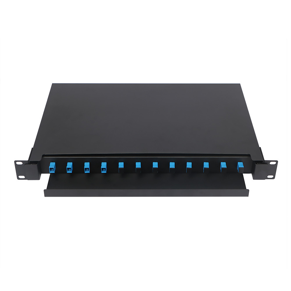 12 Core 1U Rack Mount Fiber Optic Patch Panel For FTTX Network Cable Management