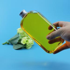 China 36g Flat Square PET Clear Plastic Juice Bottles With aluminum Lids factory