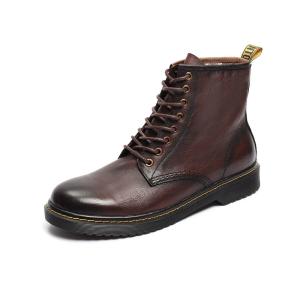 China EU 43 Size Sheep Collar Mens Leather Casual Boots Anti Odor Brown factory