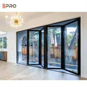 China Aluminium Folding Glass Door Large Double Bifold Glass Patio Doors factory