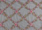 Embroidered Tulle Multi Colored Lace Fabric Pink Peach Blossom Floral Flower