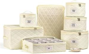China CHINA STORAGE CONTAINERS QUILTED. 7PC DISHES STORAGE KIT WITH 48 CUT-TO-SIZE FELT INNERS. FINE CHINA STORAGE, PLATE factory