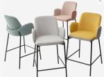 Big Comfortable Seat Upholstery Fabric Kitchen Bar Stools With Footrest